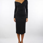 Abito Nero in jersey con bottoni gioiello AB82257E2 110 ELISABETTA FRANCHI 