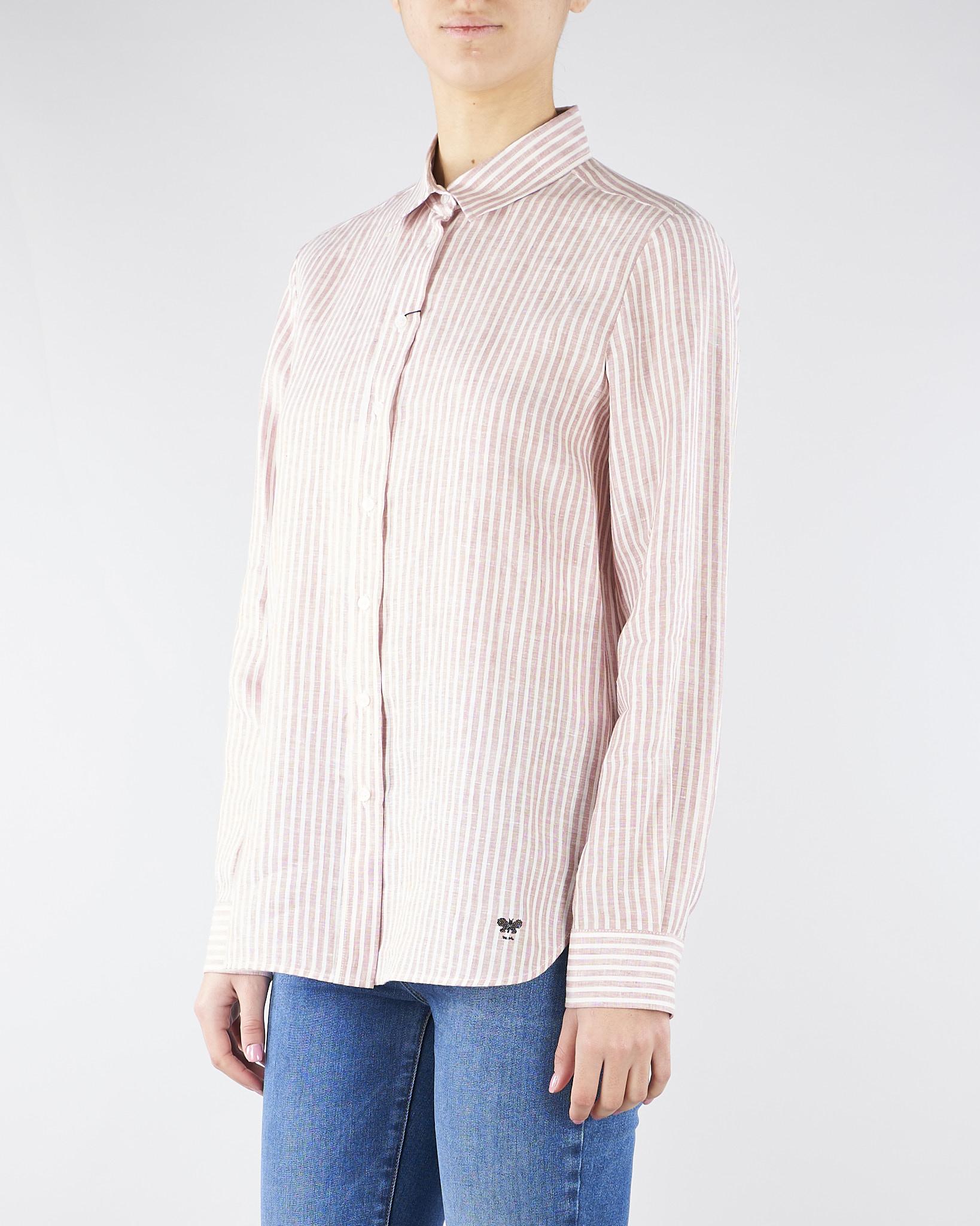 Camicia Rosa a righe in tela di lino WKDGIURATO 5 MAX MARA WEEKEND 
