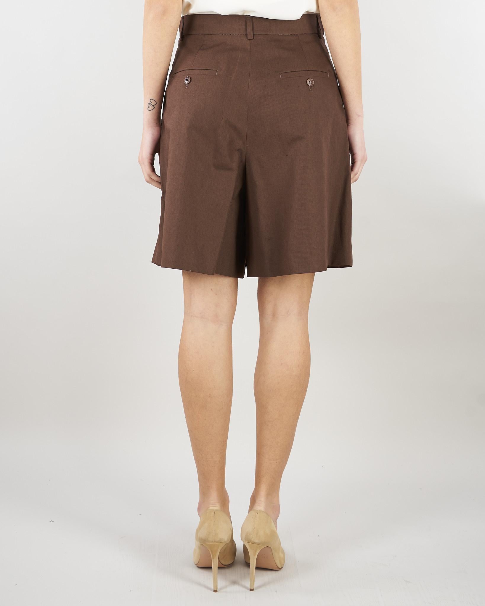 Bermuda Marrone in canvas di cotone e lino WKDECUBA 13 MAX MARA WEEKEND 