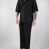 Pantalone Nero in lino con elastico PA3702 9 I'M BRIAN 