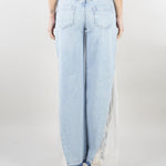Jeans ampi in denim con pizzo RA6181D5009 77488 BLUGIRL 