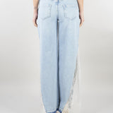 Jeans ampi in denim con pizzo RA6181D5009 77488 BLUGIRL 