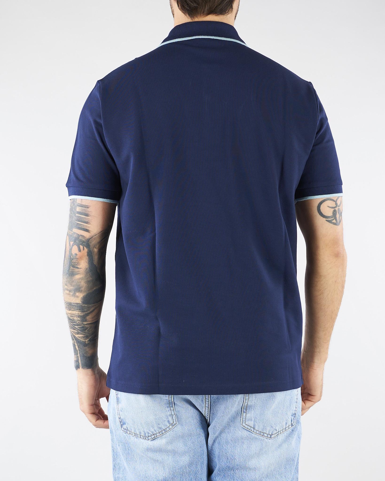 Polo Blu in pique di cotone con profili a contrasto 4032M550263265 89 MANUEL RITZ 