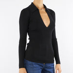 Maglia Nero a costine con dettagli à jour MK09B56E2 110 ELISABETTA FRANCHI 