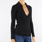 Maglia Nero a costine con dettagli à jour MK09B56E2 110 ELISABETTA FRANCHI 