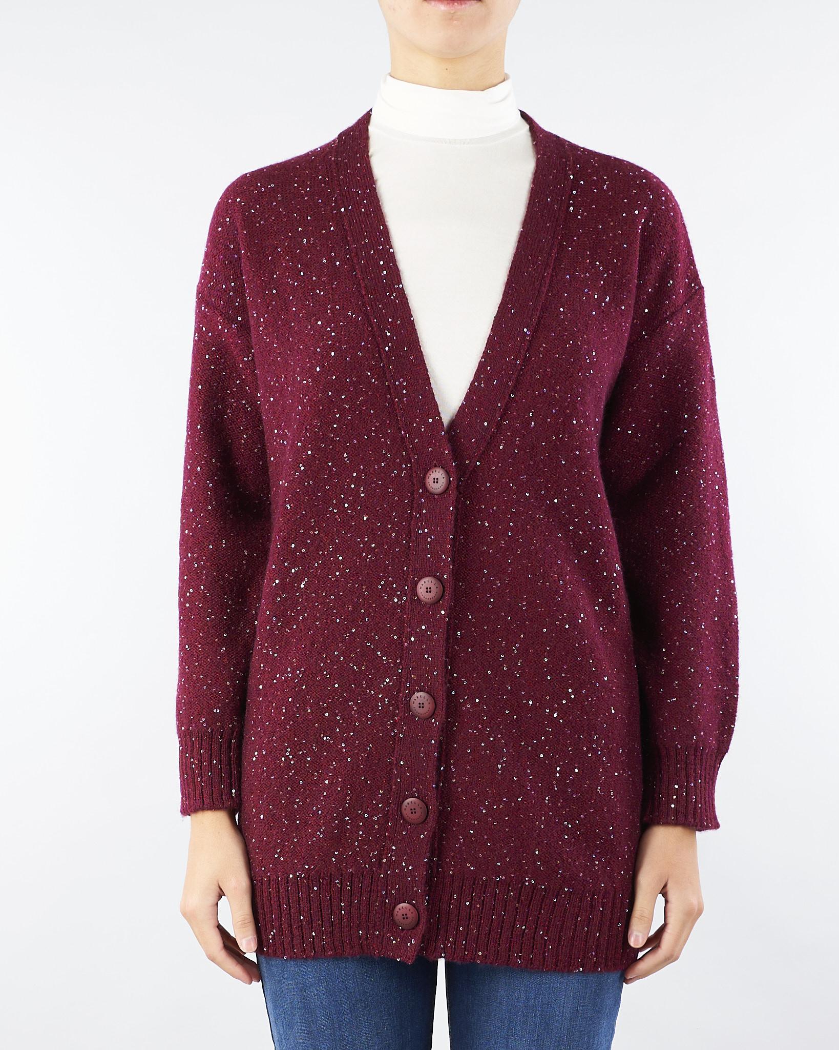 Cardigan Bordeaux in lana con paillettes NERONE 3 MARELLA 
