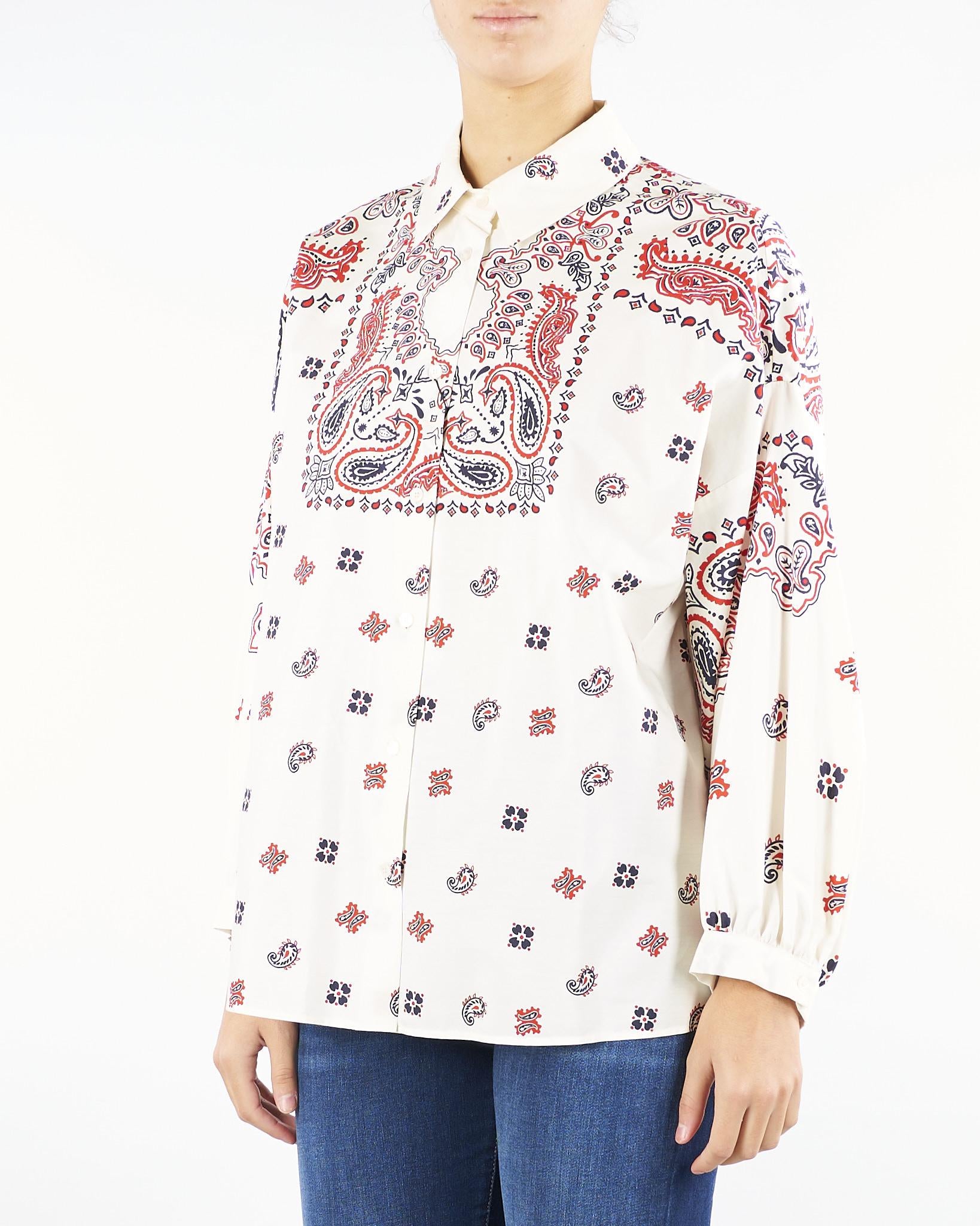 Camicia Bianco-Rosso in popeline di cotone ADDA 2 MAX MARA WEEKEND 