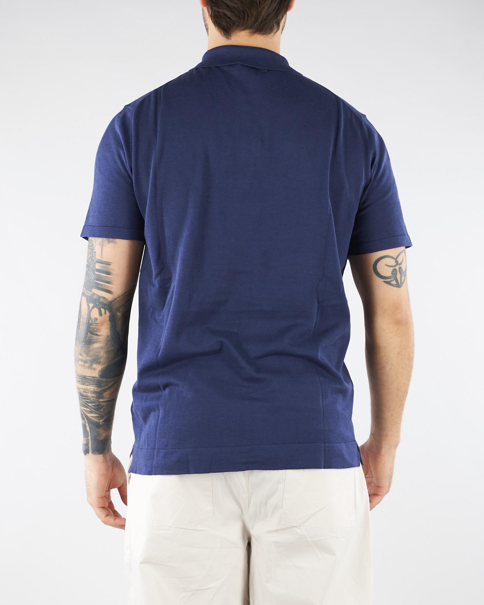 Maglia Polo Blu in misto cotone e seta U0290M5208 50 UNGARO 