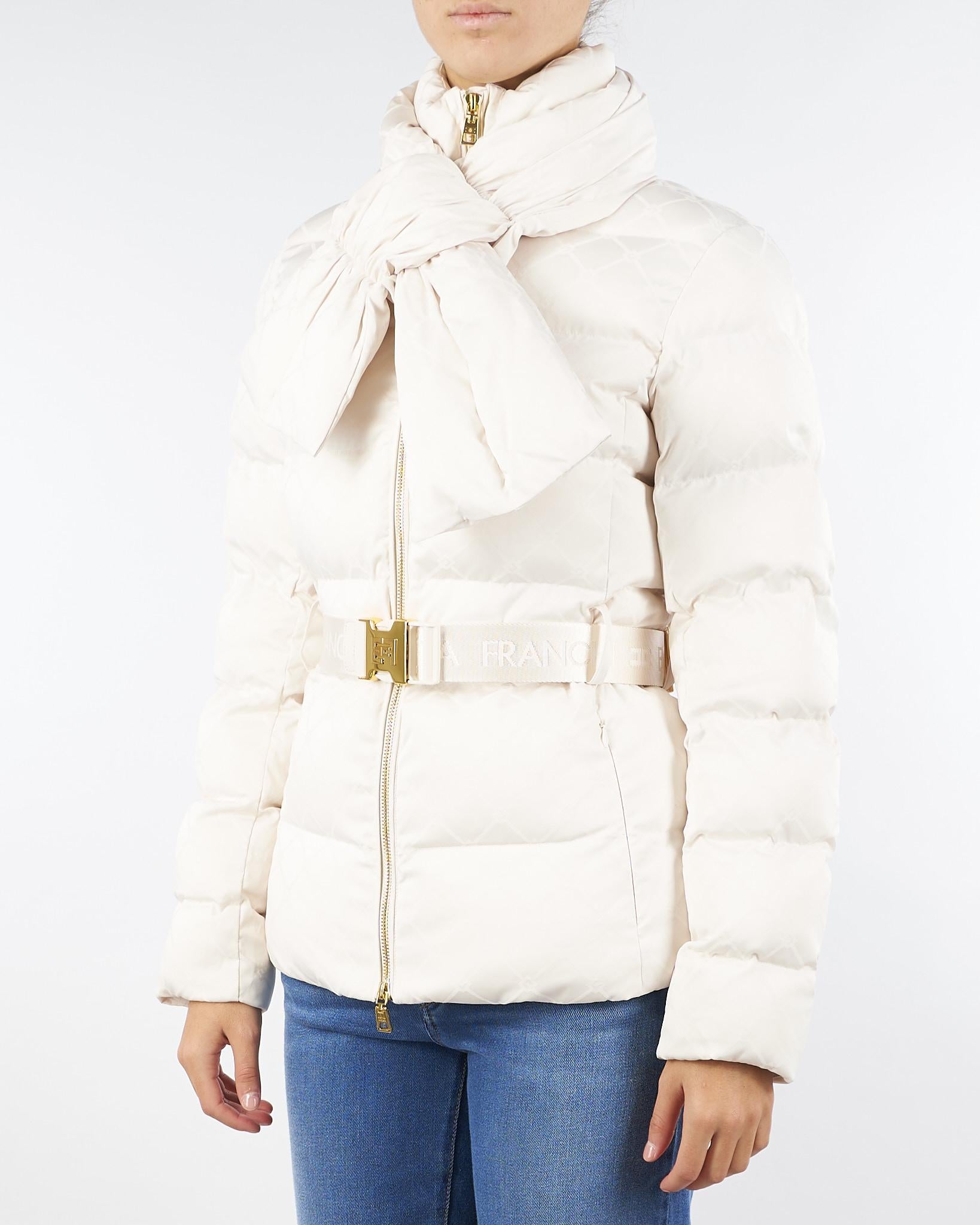 Piumino Milk in tessuto vela jacquard con cintura PI83D56E2 DZ9 ELISABETTA FRANCHI 