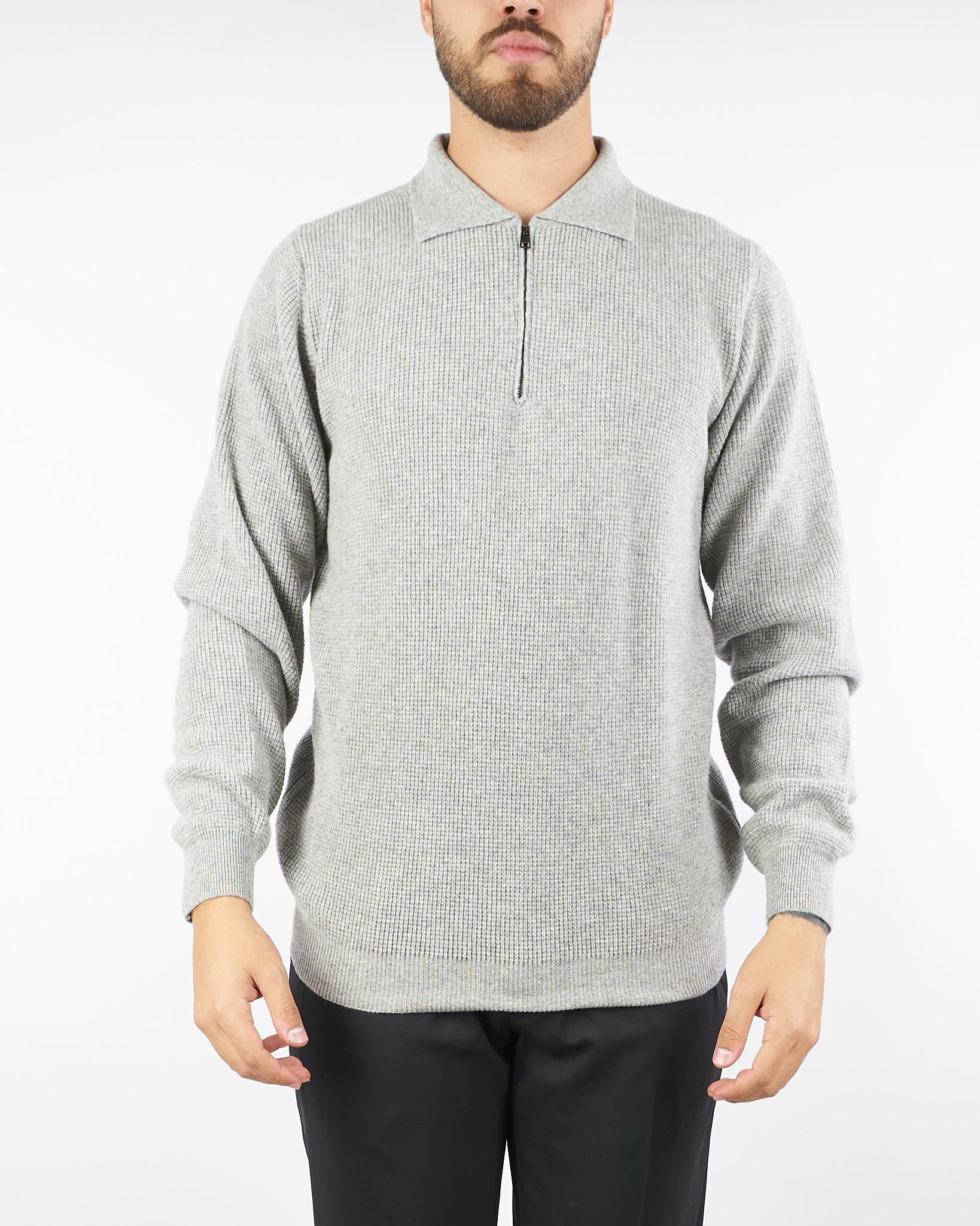 Polo Grigio in maglia jacquard 70673 711 JEORDIE'S 