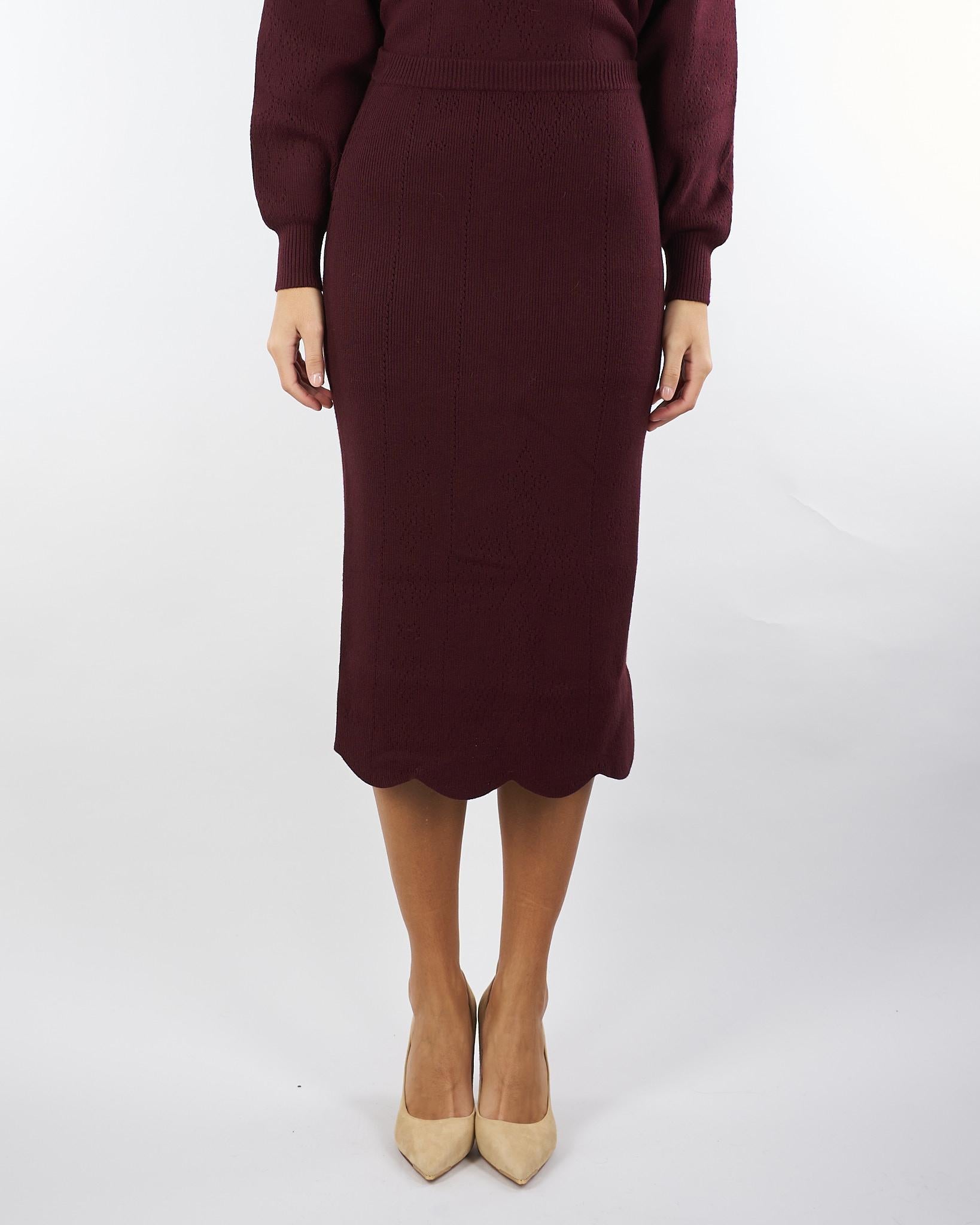 Gonna in maglia Bordeaux con smerli TT3215 12635 TWIN SET 