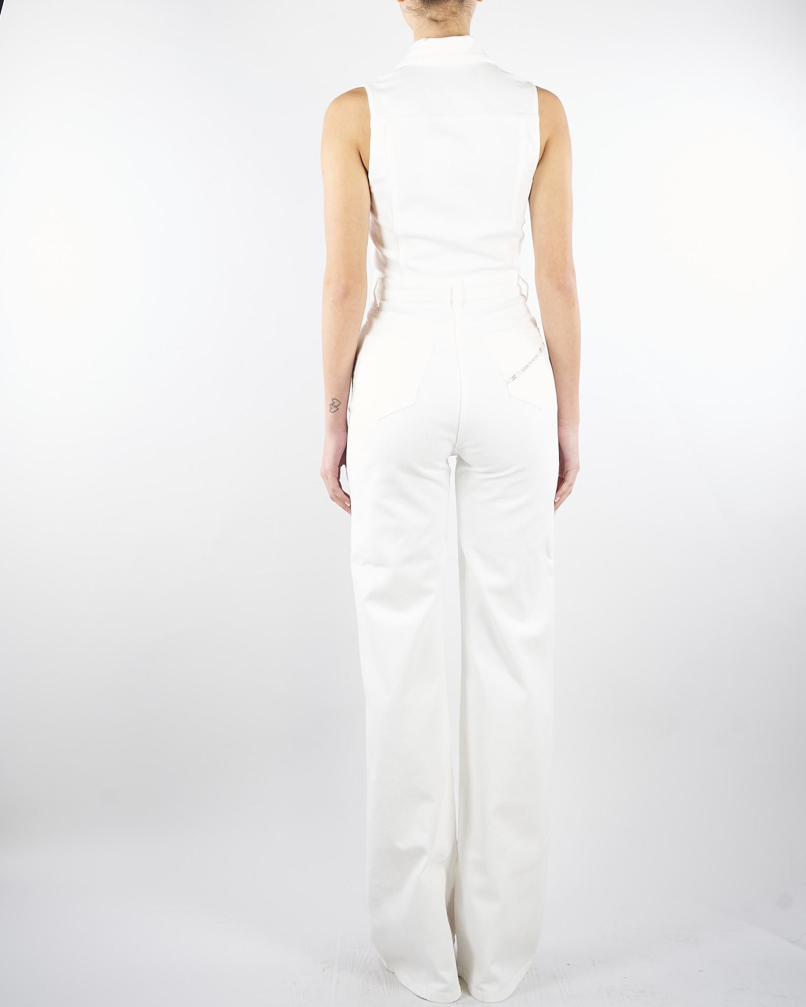 Tuta Avorio in denim con dettaglio logo TJ45N61E2 360 ELISABETTA FRANCHI 