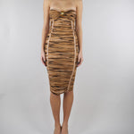 Abito Cammello in jersey con stampa tigre AB94562E2 470 ELISABETTA FRANCHI 