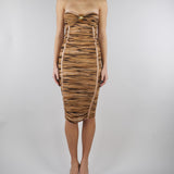 Abito Cammello in jersey con stampa tigre AB94562E2 470 ELISABETTA FRANCHI 