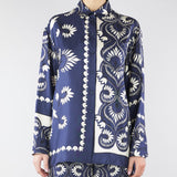 Camicia Patchwork Blu-Bianco in seta stampata WKDLASTRA 1 MAX MARA WEEKEND 