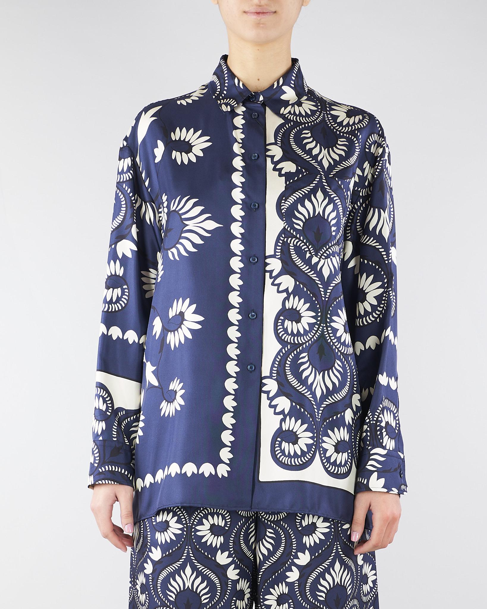 Camicia Patchwork Blu-Bianco in seta stampata WKDLASTRA 1 MAX MARA WEEKEND 