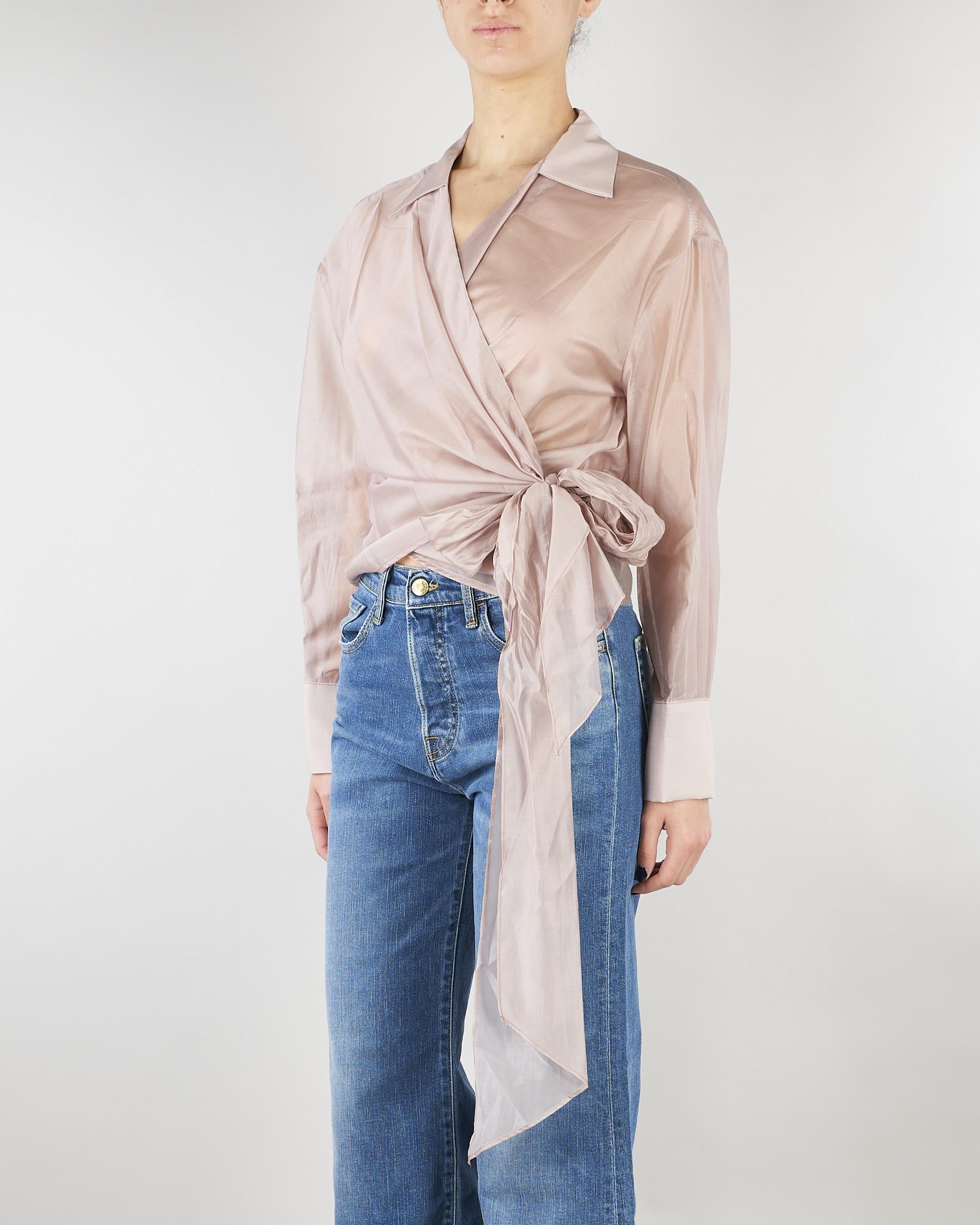 Camicia Cipria in organza con fiocco TAB0154 14 VICOLO 