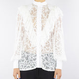 Camicia Bianco in pizzo con rouches