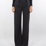 Pantaloni Nero in crêpe leggero con dettagli smoking PA12656E2 110 ELISABETTA FRANCHI 