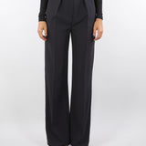 Pantaloni Nero in crêpe leggero con dettagli smoking PA12656E2 110 ELISABETTA FRANCHI 