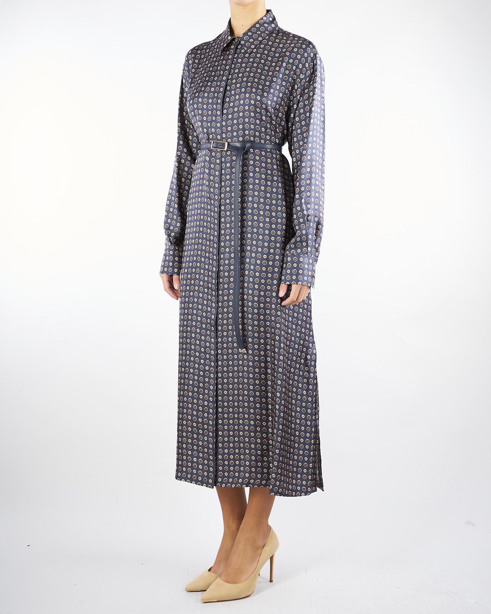 Abito Blu chemisier in seta stampata MISTER 1 MAX MARA STUDIO 