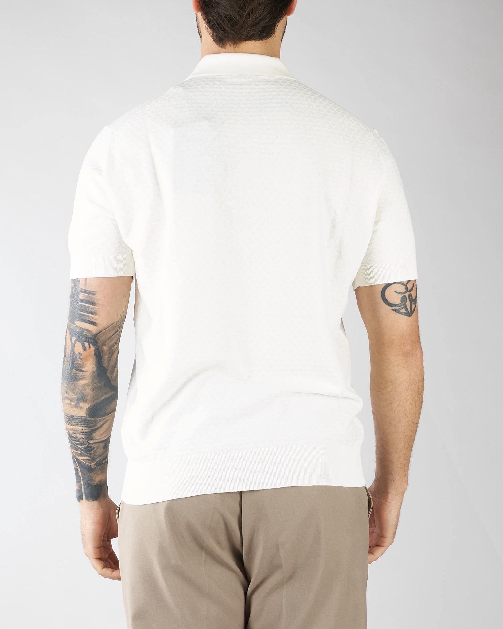 Polo jacquard Panna in maglia lavorata A046F100 1102 PAOLO PECORA 
