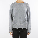 Maglia Grigio in misto lana e cashmere con ricamo A8255675 7 CLIPS 