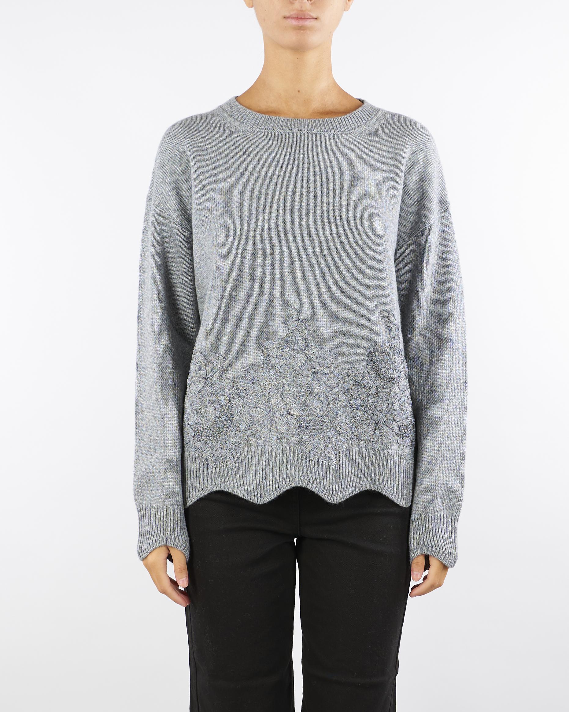 Maglia Grigio in misto lana e cashmere con ricamo A8255675 7 CLIPS 