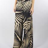 Pantalone a fantasia Nero-Beige con elastico in vita