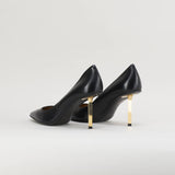 Decollette in pelle con tacco gold Wo Milano