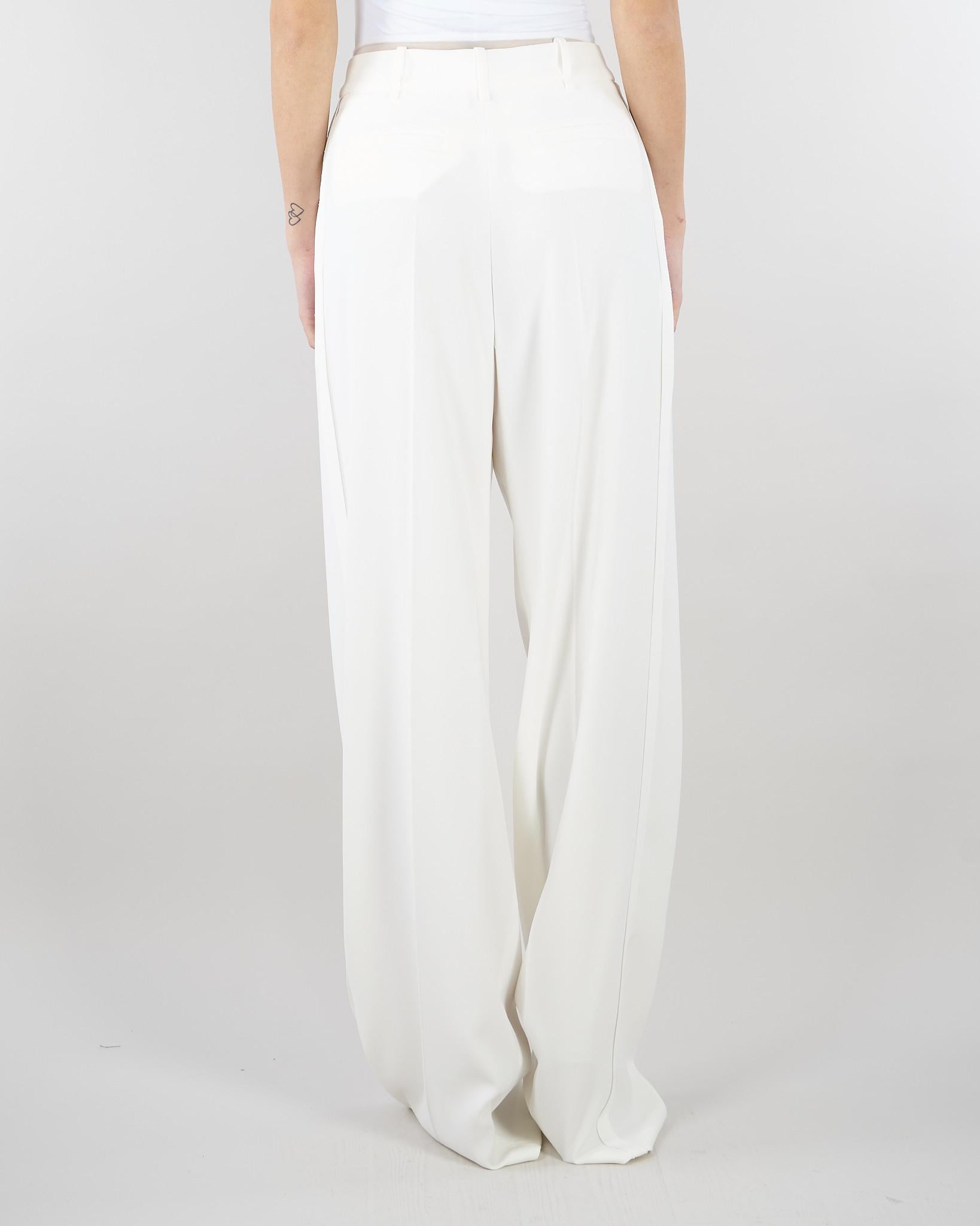 Pantaloni Avorio in crêpe leggero con logo charm PA16761E2 360 ELISABETTA FRANCHI 