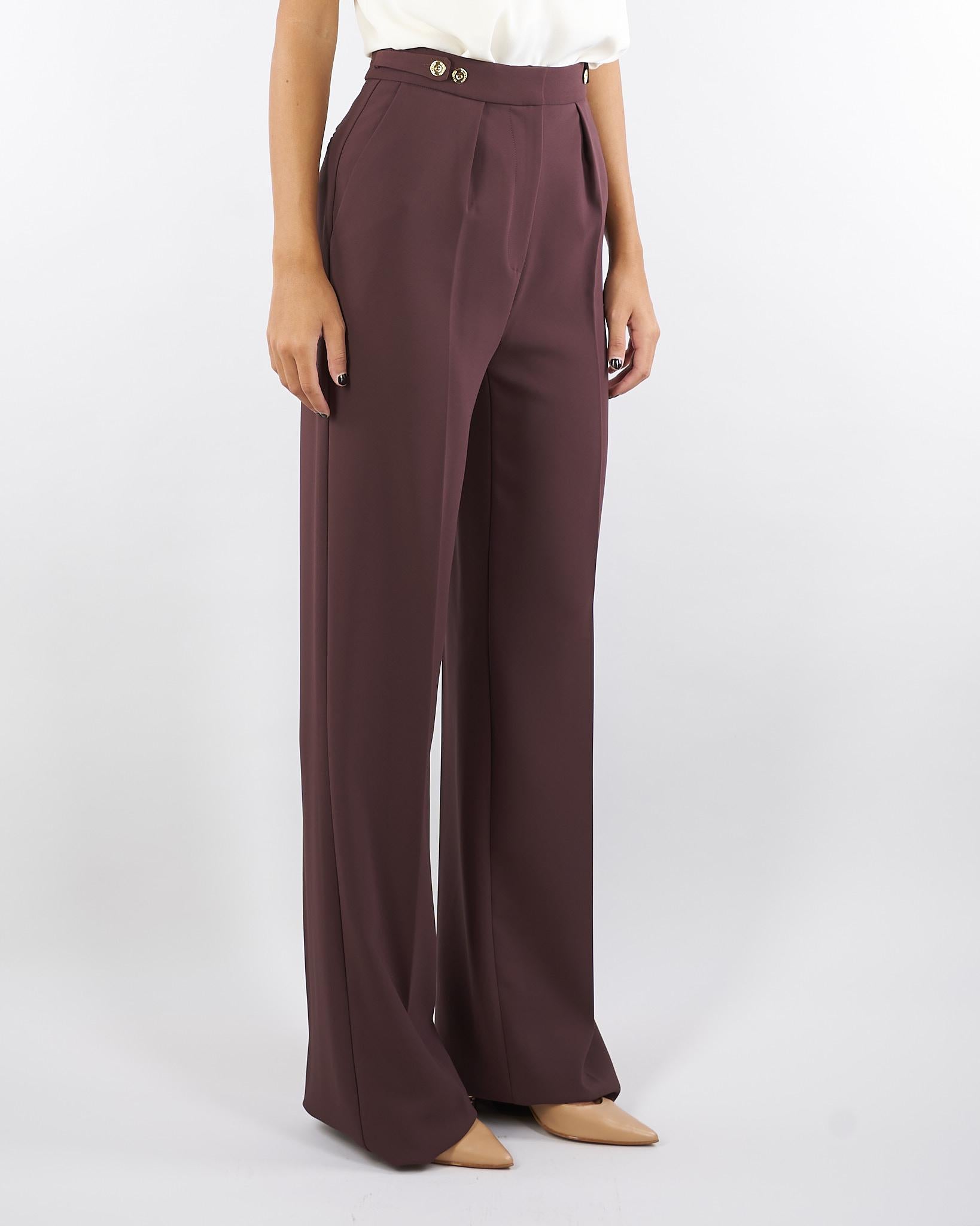 Pantaloni Merlot in crêpe con accessorio gioiello PA09956E2 EA4 ELISABETTA FRANCHI 