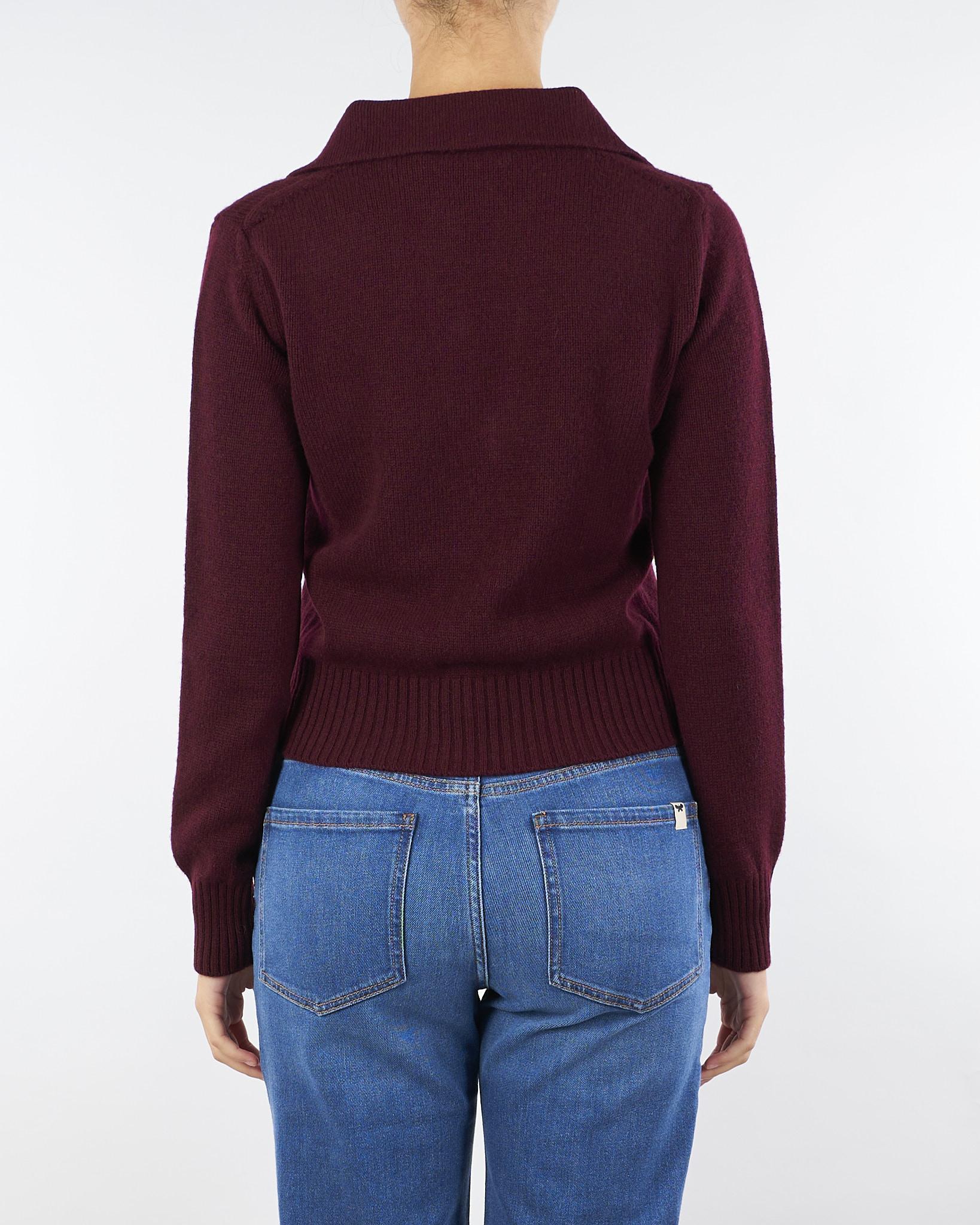 Maglia polo Bordeaux in pura lana e cashmere con bottoni gioiello V54507 85 VANISE' 