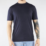 T-shirt Blu in misto Modal e Seta con ricamo logo EM004586AF13721 UB118 EMPORIO ARMANI 