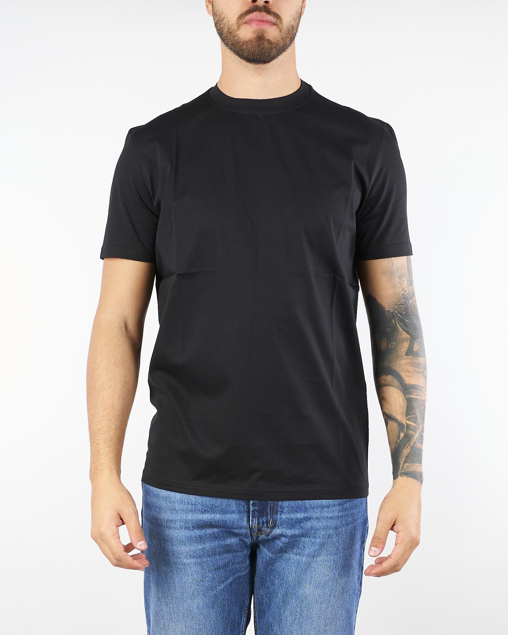 T-shirt Nero in cotone elasticizzato L1TFW25266567 D001 LOW BRAND 