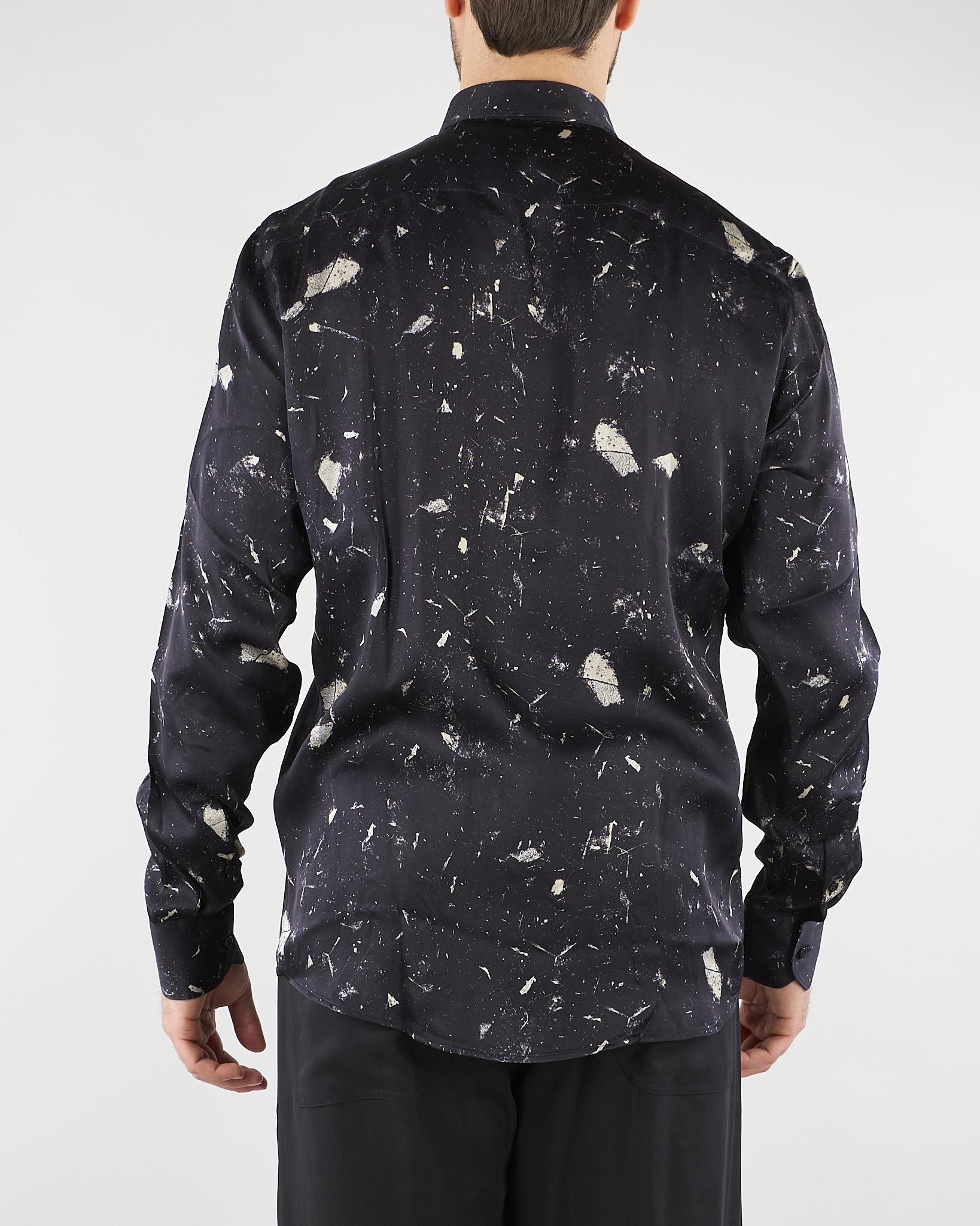 Camicia Nero fluida in viscosa con stampa CA3618 28 I'M BRIAN 