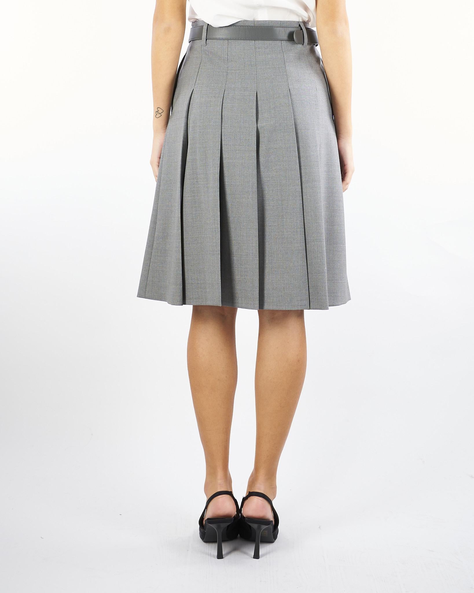 Gonna Grigio a pieghe in lana GIMMY 10 MAX MARA STUDIO 