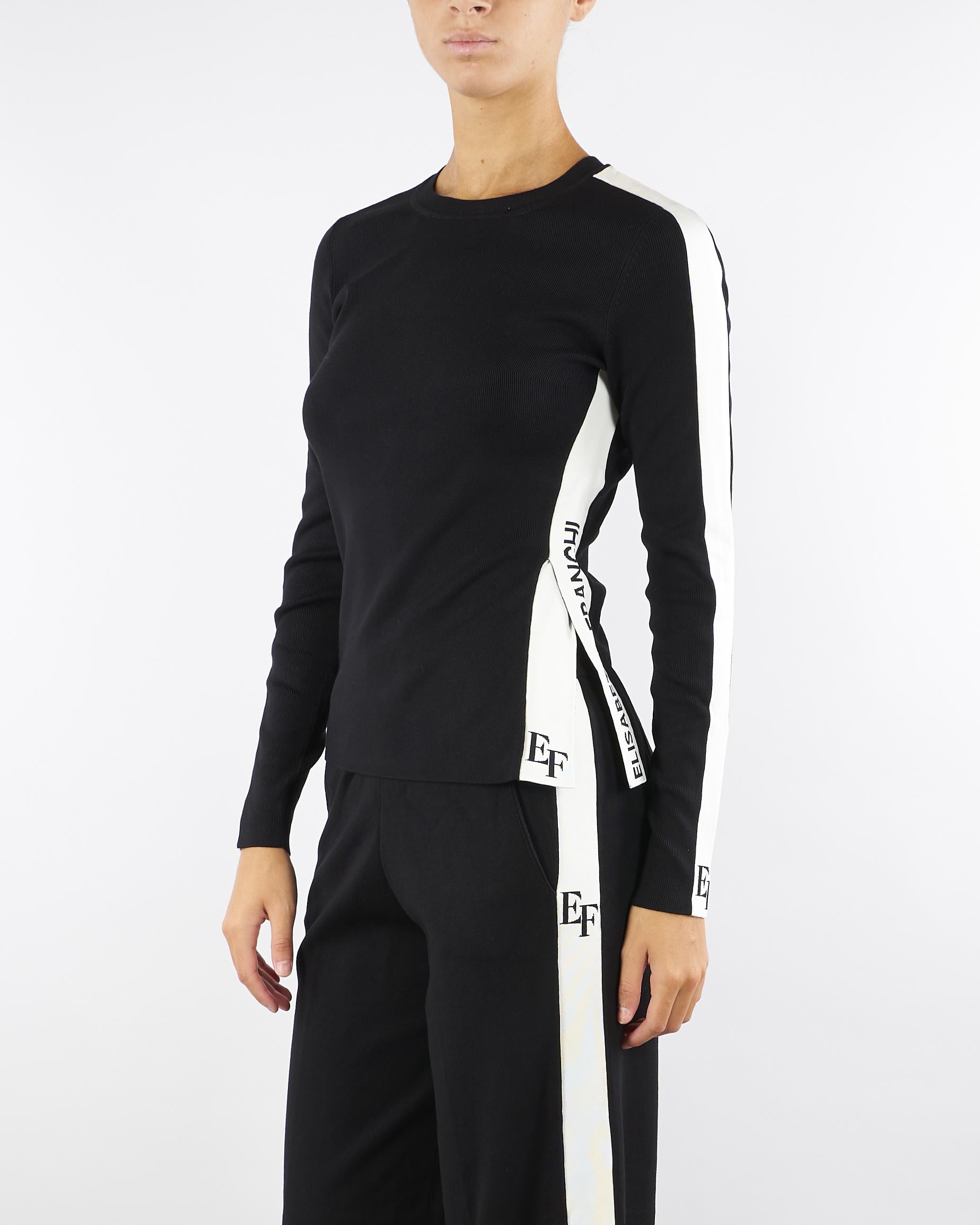 Maglia Nero-Milk in viscosa con bande lucide MK03S56E2 EF3 ELISABETTA FRANCHI 