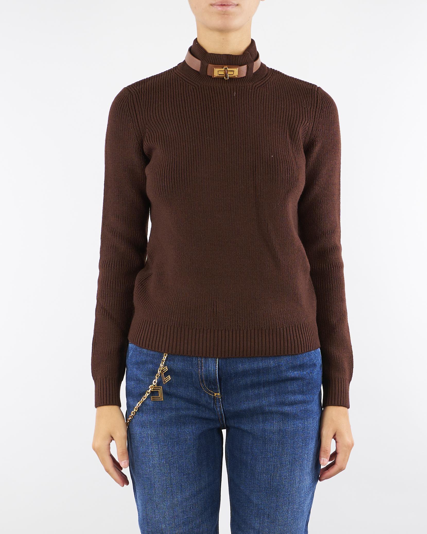 Maglia Coffee in misto lana con cinturino gioiello MK05S56E2 EA3 ELISABETTA FRANCHI 