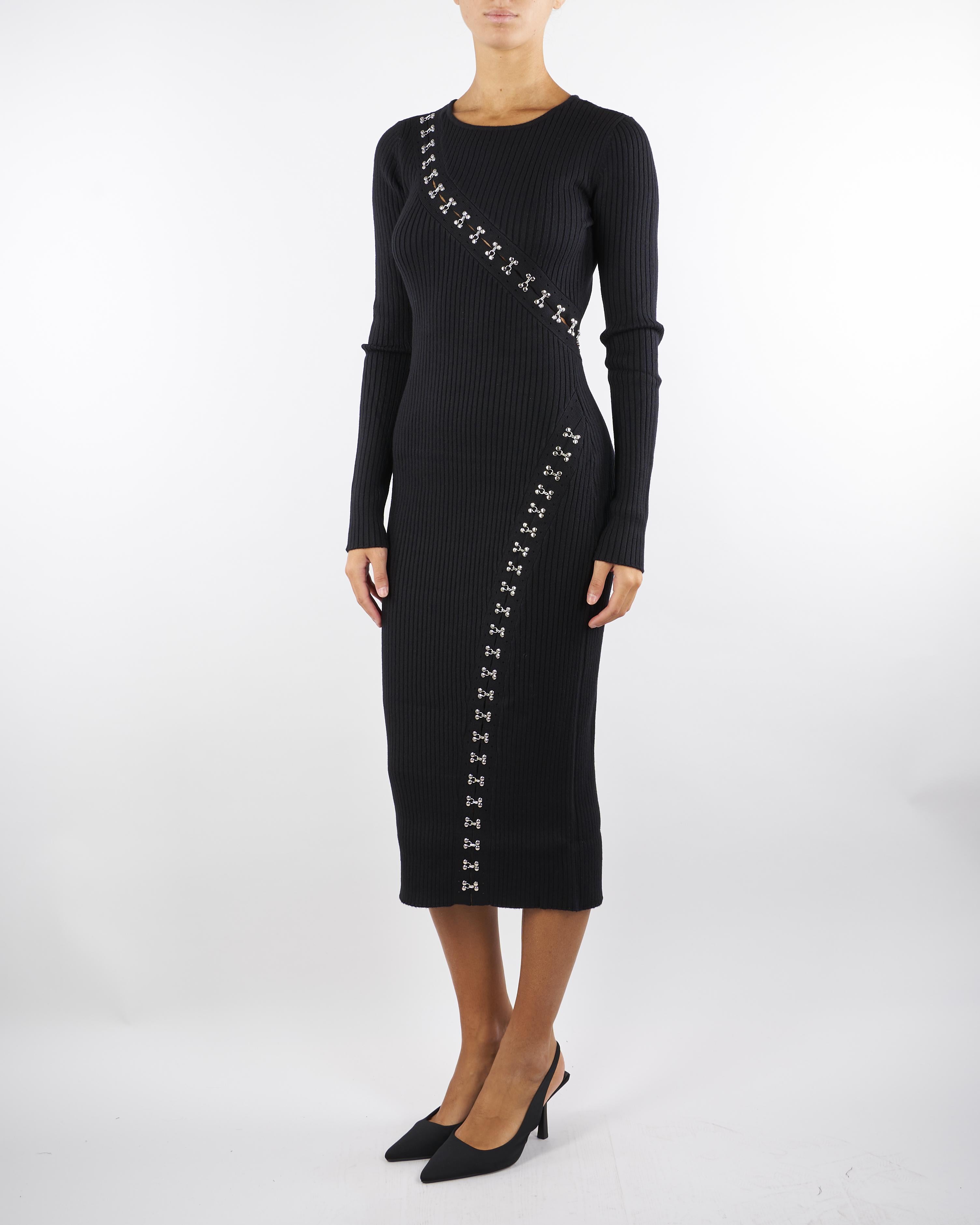 Abito Nero midi glam rock in maglia 2A2960K291 K103 PATRIZIA PEPE 