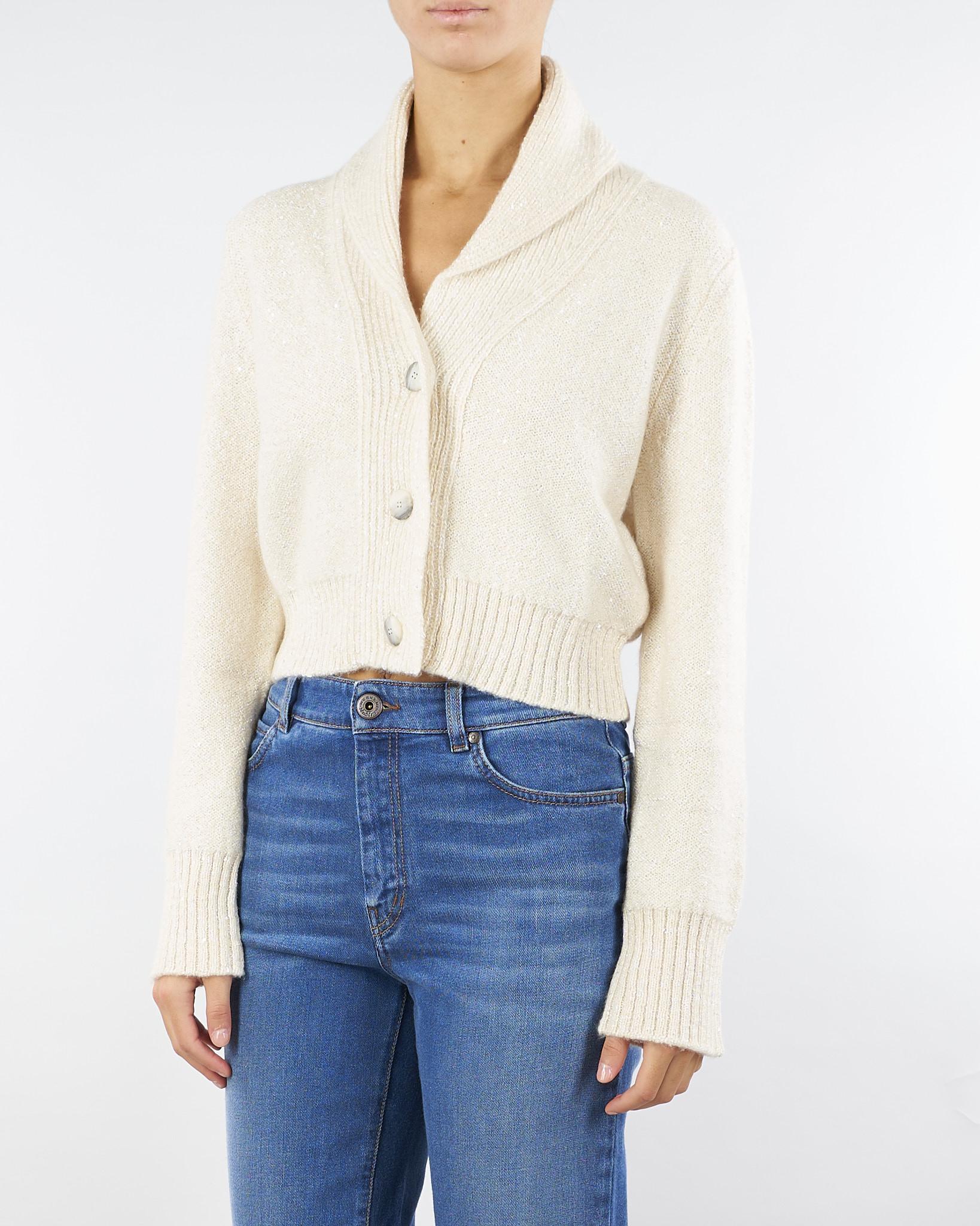 Cardigan Crema in misto cashmere con paillette ZAMBIA 1 MARELLA 