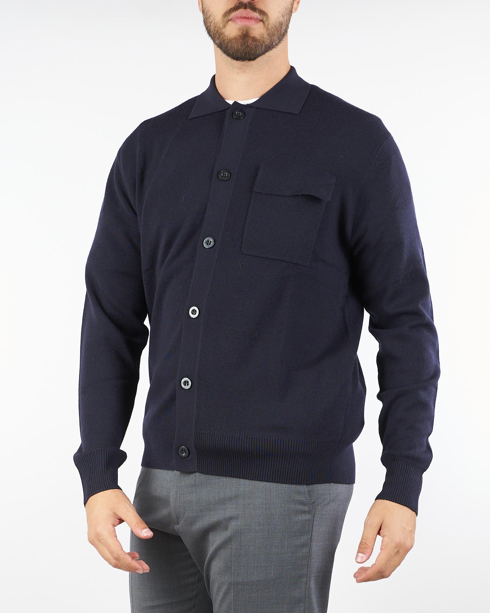 Cardigan Blu in lana con colletto L1MFW25266737 E044 LOW BRAND 