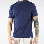Maglia Polo Blu in misto cotone e seta U0290M5208 50 UNGARO 