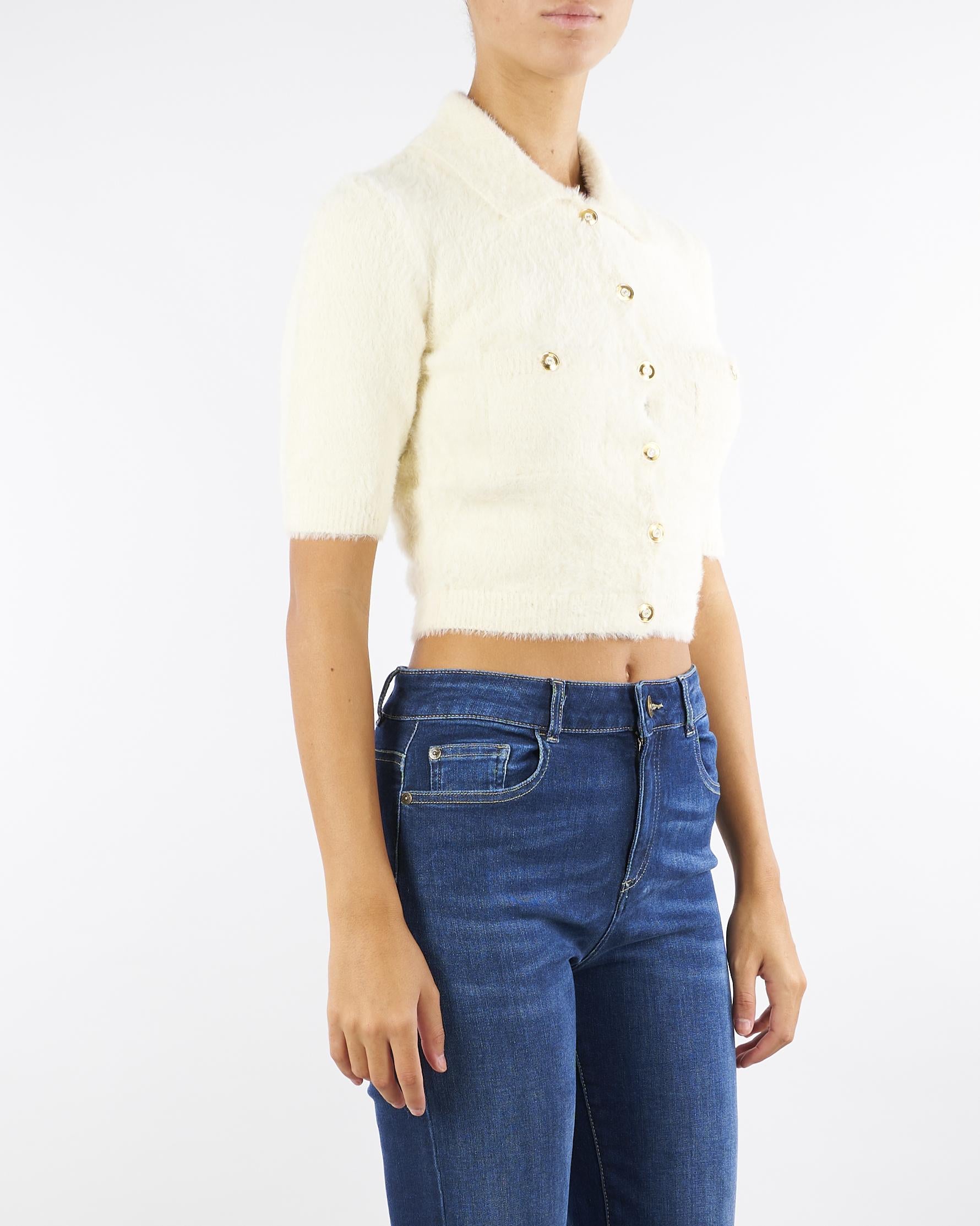 Mini cardigan Milk in maglia con bottoni gioiello MK53T57E2 DZ9 ELISABETTA FRANCHI 