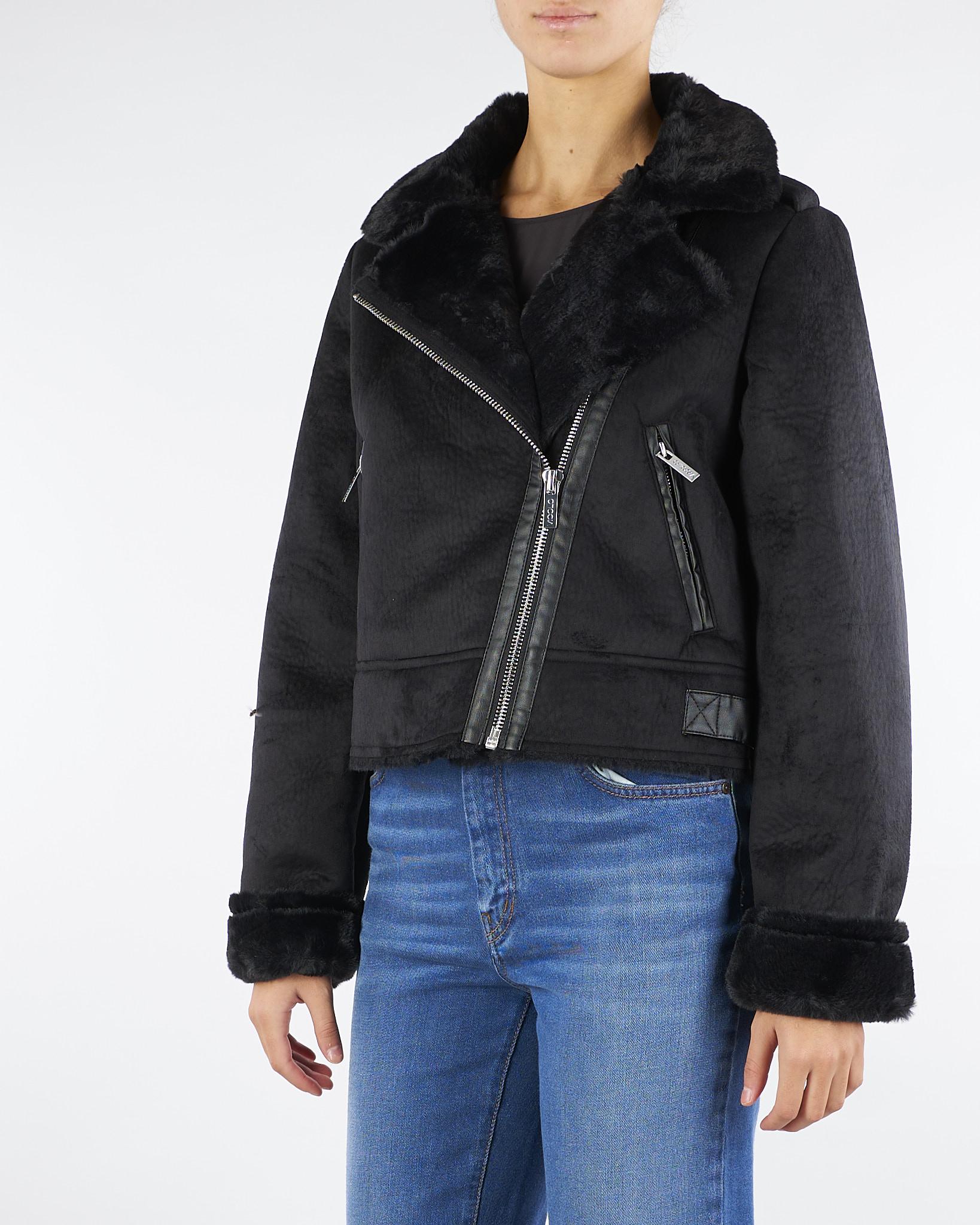 Giubbotto Nero Cropped Effetto Scamosciato TF0090 99 VICOLO 