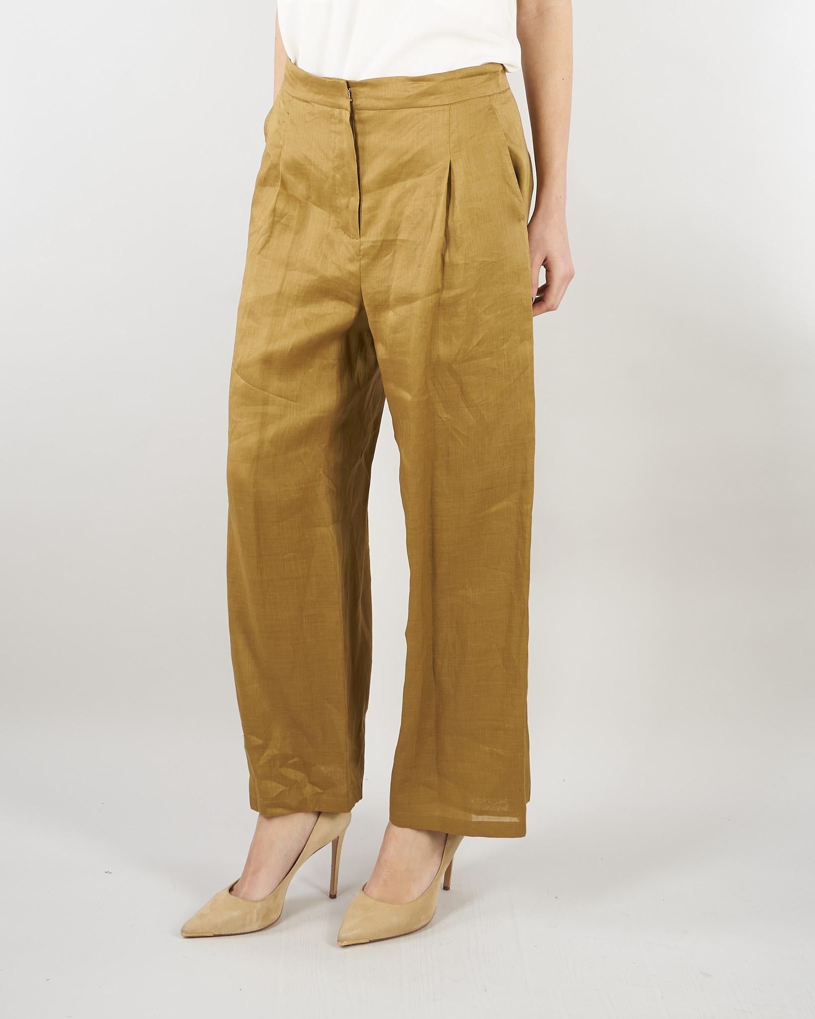 Pantalone Senape crop in tela ramié MSTTARTUFO 53 MAX MARA STUDIO 