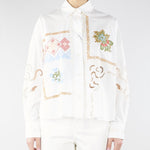 Camicia Bianco in cotone con pizzo e ricami WKDFONTE 1 MAX MARA WEEKEND 