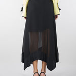 Gonna Nero in georgette con fondo asimmetrico GO01001TACE0005 V0003 SIMONA CORSELLINI 