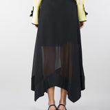 Gonna Nero in georgette con fondo asimmetrico GO01001TACE0005 V0003 SIMONA CORSELLINI 