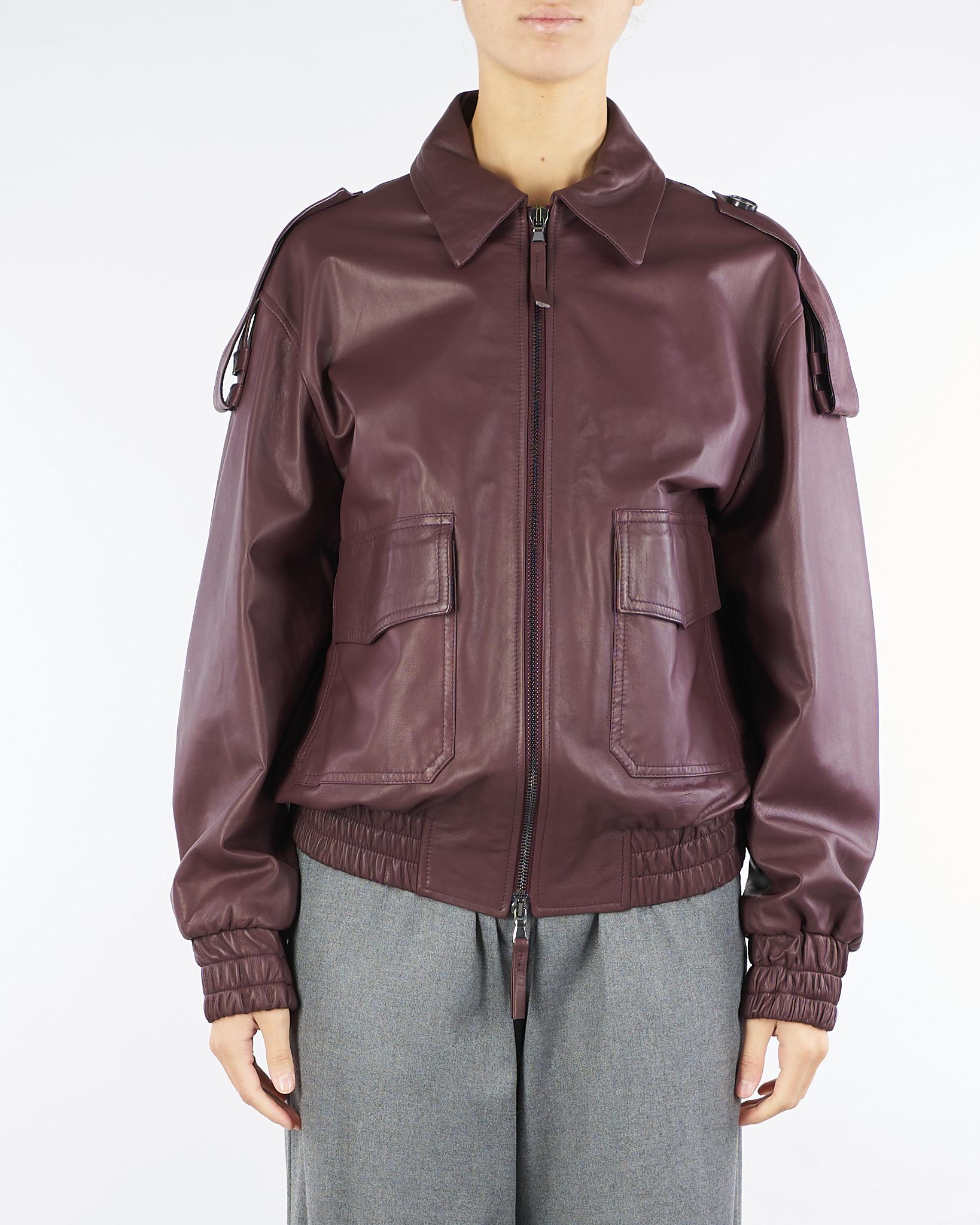 Bomber Bordeaux In Vera Pelle Oversized<BR/> TF0273 38 VICOLO 